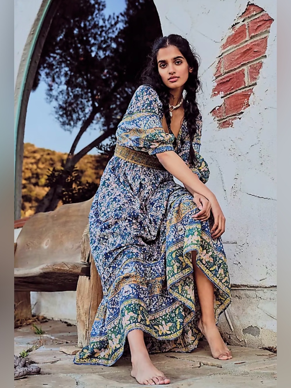 NWOT Free People Golden Hour Border Maxi Dress Small